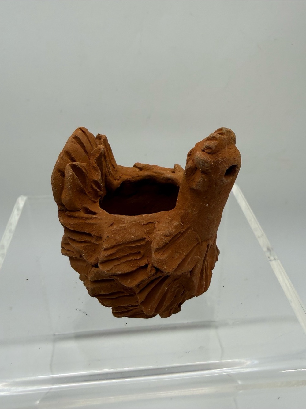 Terra Cotta Pottery Chicken Planter Small Mini Ceramic Folk Art Hen 1.5”x 1.5”